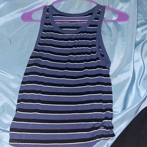 black white and blue striped tank top